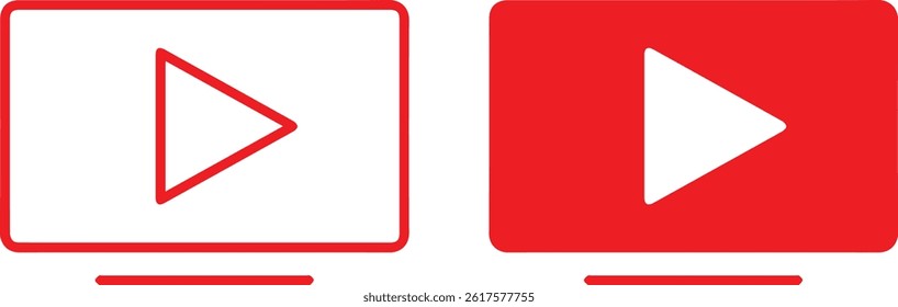 Minimalist play button icons, geometric shapes, black and white, contrasting designs, simple user interface elements, video player symbols, clean graphic design,	