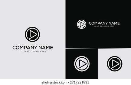 Logotipo minimalista do botão de reprodução para marcas de mídia e entretenimento