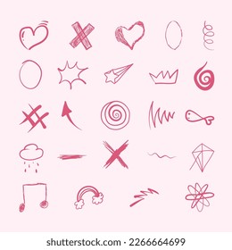 Minimalist and playful scribble elements. Compatible with children's designs and minimalist designs