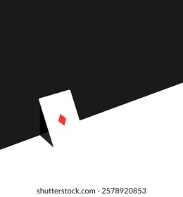 Minimalist playing card design. Diamonds symbol on abstract background. Casino, gambling, poker, card game-related concept.