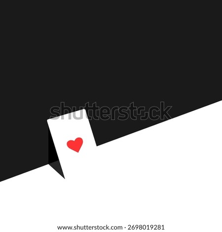 Minimalist playing card design. Hearts symbol on abstract background. Casino, gambling, poker, card game-related concept.