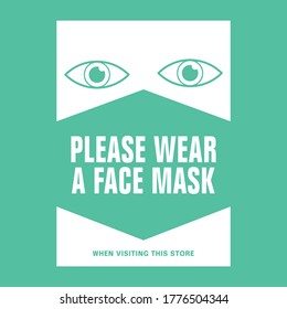 Minimalist 'Please wear a face mask when visiting this store' vector artwork