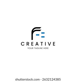 Minimalist plug logo with letter F