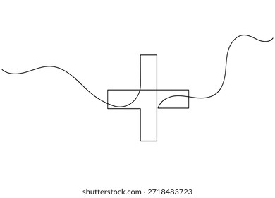 Minimalista Plus Signo Línea Continua Dibujo Médico Cruz Icono