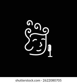 Design minimalista do logotipo do podcast para o diálogo e comunicação Elegant.face e microfone