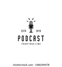 Minimalist Podcast Logo design using Microphone  icon