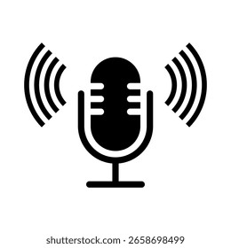 Microfone minimalista Podcast Vetor de ícone