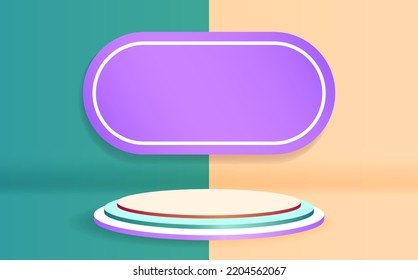 minimalist Podium Background. 3d pink podium for product placement with circular background.