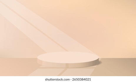 Minimalist podium beige background, soft light empty stage modern display elegant scene, This content was created using vector drawing tools and software, not generated by AI