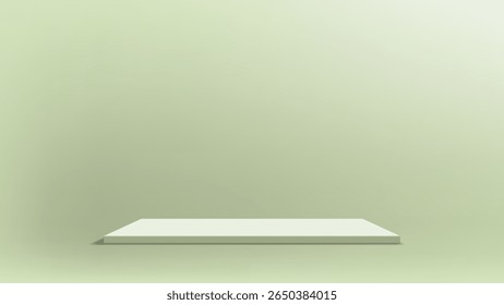 Minimalist podium empty display soft green background, modern clean product showcase, This content was created using vector drawing tools and software, not generated by AI