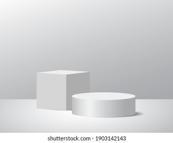 Minimalist podium and scene with 3d vector rendering abstract background composition, 3d illustration mock up of geometry platform shape scene for product display. the stage for modern award