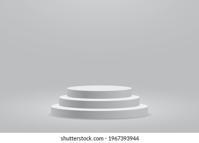 Podio y escena minimalista con composición de fondo abstracto de representación vectorial 3d, ilustración 3d se mofa de la escena de forma de plataforma geométrica para la visualización del producto. el escenario para un premio moderno