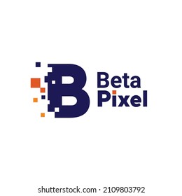 Minimalist Point Letter B Logo. B letter pixel mark digital 8 bit
