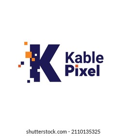 Minimalist Point Letter K Logo. K letter pixel mark digital 8 bit