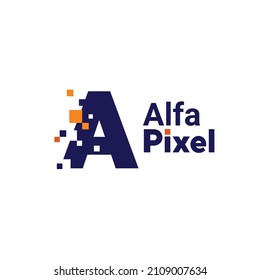 Minimalist Point Letter A Logo. A letter pixel mark digital 8 bit