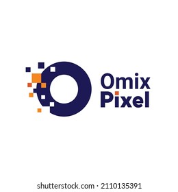 Minimalist Point Letter O Logo. O letter pixel mark digital 8 bit