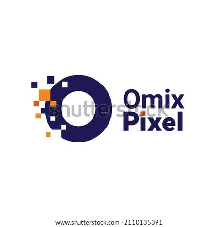 Minimalist Point Letter O Logo. O letter pixel mark digital 8 bit Foto stock © 