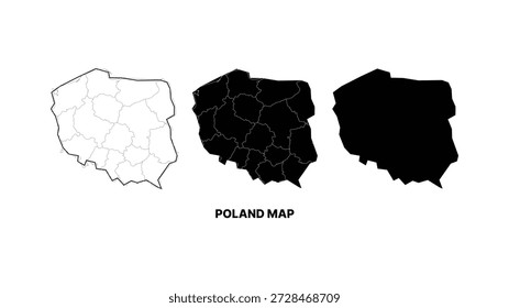 Mapa minimalista de Polonia Ilustración vectorial