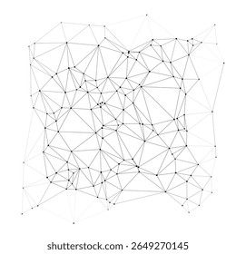 Minimalist polygonal mesh network with connected lines and dots perfect for technology backgrounds, science presentations, or digital design projects isolated on white background vector illustration