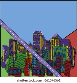 Minimalist Pop Art Town Texture Vector Design