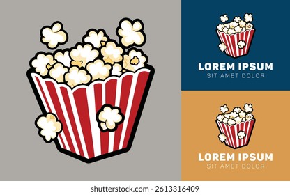 Minimalist Popcorn Bucket Logo with Clean Outline and Fun Style