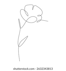 Flor de estilo papoula minimalista em arte de linha única com um caule fluente. Arte elegante para decoração, design ou impressão de moda.