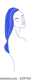 Minimalist Portrait of a Serene Woman Modern Line Art. Peaceful Female Profile Elegant Minimalist Illustration.