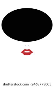 A minimalist portrait of a woman wearing a black hat is featured .