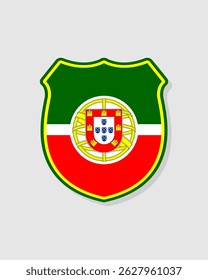 Minimalist Portugal shield design with green background and classic center symbol. Perfect for modern digital design, UI icon, and branding needs.