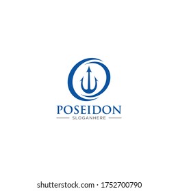 Minimalist Poseidon Trident Logo Design