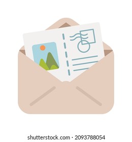 Icono plano postal. Ilustración de dibujos animados. Firma vectorial para aplicaciones móviles y sitios web. 