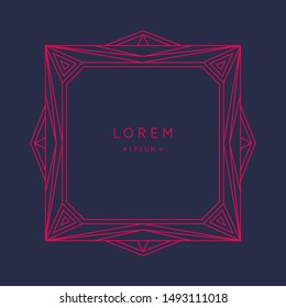 Minimalist postcard for text. Vector geometric illustration with red lines.