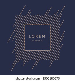 Minimalist postcard for text. Vector geometric illustration with gold lines.