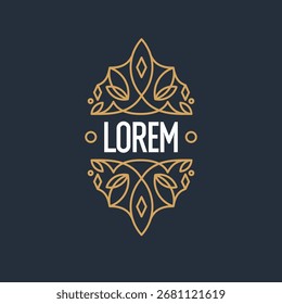 Minimalist postcard for text. Vector geometric illustration with gold lines.