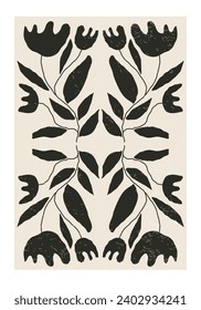 Minimalist poster with abstract art botanical composition
