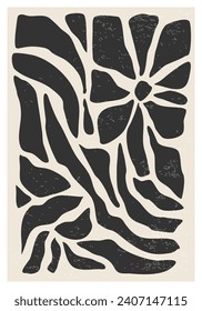 Minimalist poster with abstract art botanical composition