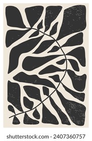 Minimalist poster with abstract art botanical composition