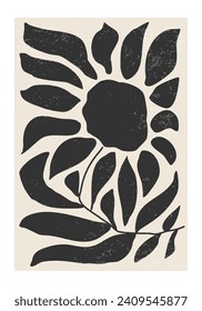 Minimalist poster with abstract art botanical composition