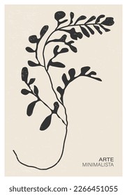 Minimalist poster with abstract art leaf composition