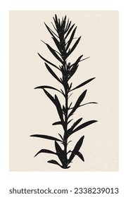 Minimalist poster with abstract art leaf composition