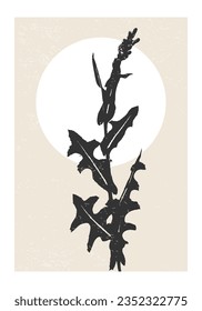 Afiche minimalista con composición de hoja de arte abstracto