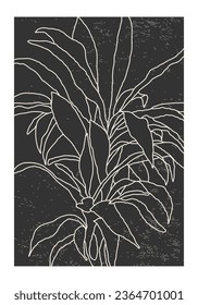 Minimalist poster with abstract art leaf composition