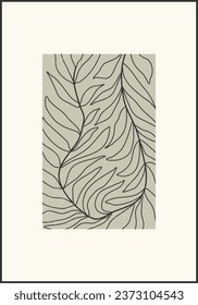 Minimalist poster with abstract art leaf composition