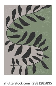 Minimalist poster with abstract art leaf composition