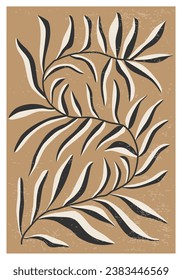 Afiche minimalista con composición de hoja de arte abstracto