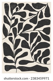 Afiche minimalista con composición de hoja de arte abstracto
