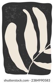 Minimalist poster with abstract art leaf composition