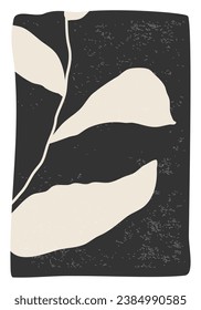 Minimalist poster with abstract art leaf composition