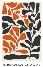 Afiche minimalista con composición de hoja de arte abstracto
