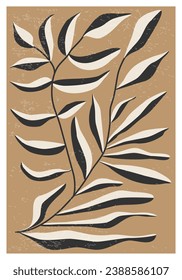 Minimalist poster with abstract art leaf composition